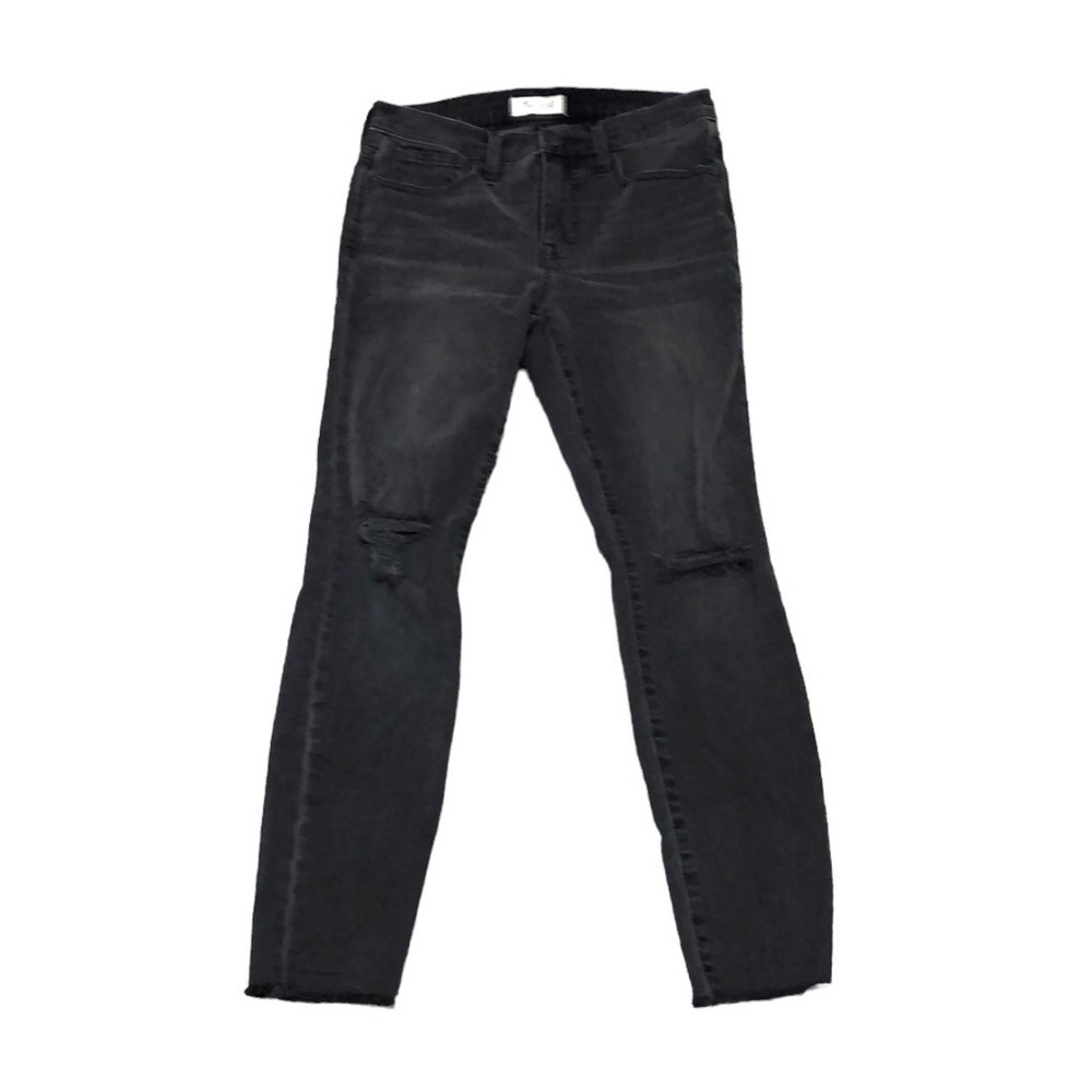 Madewell 9” High Rise Skinny Jeans Size 27 Dark Gray Raw Hem Distressed